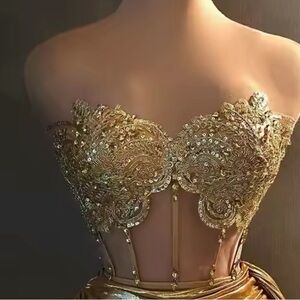Elegant Gold Embellished Corset Top